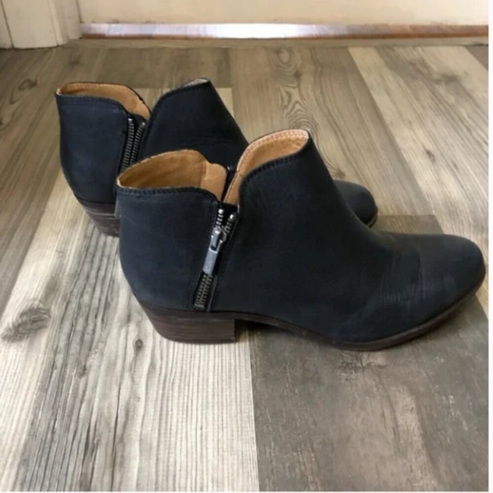 Lucky Brand Ankle Zip Black Leather Booties  - 10 - Picture 2 of 8